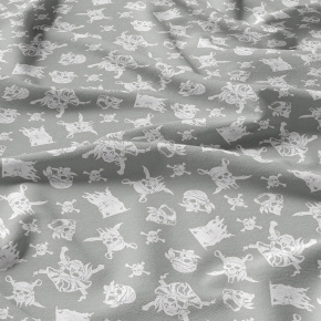 Tissu en coton uni au mètre, 125 g/m², largeur 160 cm, Crânes gris