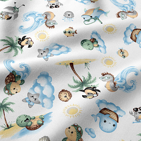 Tissu coton au métre imprimé, couleur blanche, 160 cm Tissu coton au métre imprimé, couleur blanche, 160 cm
