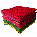 Coussin d'assise 40x40x2cm Pois Noir sur Vert et Jaune
