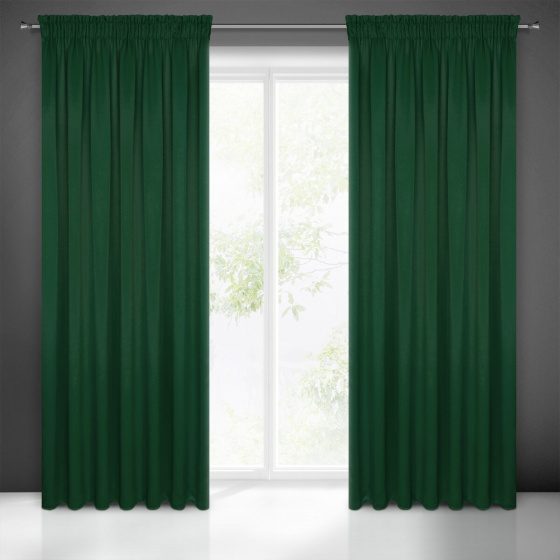 Rideau occultant galon fronceur couleur verte fonce 135X270 cm