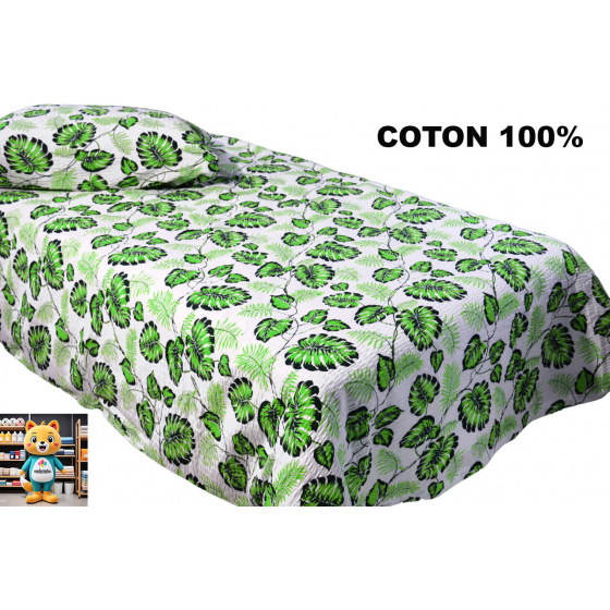 Linge de lit en crêpe avec fermeture éclair, couleur Verte, 140x200 cm 