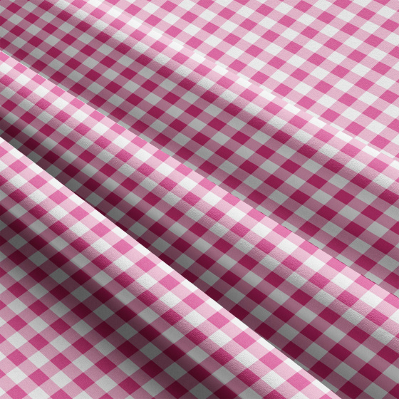 Tissu coton au métre couleur blanche carreaux rose 131