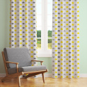 Tissu coton au mètre, 125 g/m², largeur 160 cm, imprimé Etoiles gris, jaune et blanche