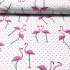 Tissu coton au métre imprimé Flamant et pois Rose