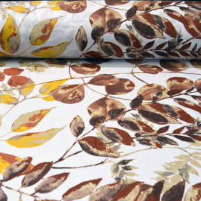 Tissu en coton au mètre, 125 g/m², largeur 160 cm, imprimé à fleurs sur fond blanc