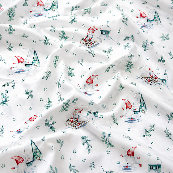 Tissus en coton de Noël au mètre, 160 cm motif Noël blanche