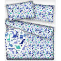 Tissu coton au métre imprimé Dinosaures couleur turquoise